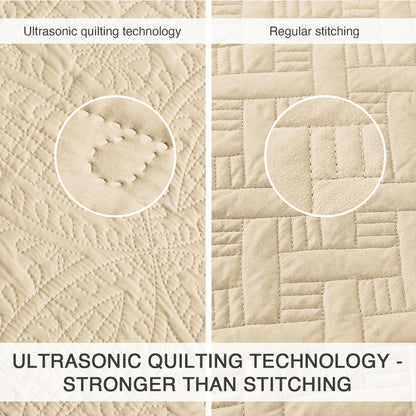 Love's cabin King Size Quilt Set Camel Bedspreads - Soft Bed Fall Quilt Lightweight Microfiber - Modern Style Coin Pattern Coverlet for All Season - 3 Piece (1 Quilt, 2 Pillow Shams)