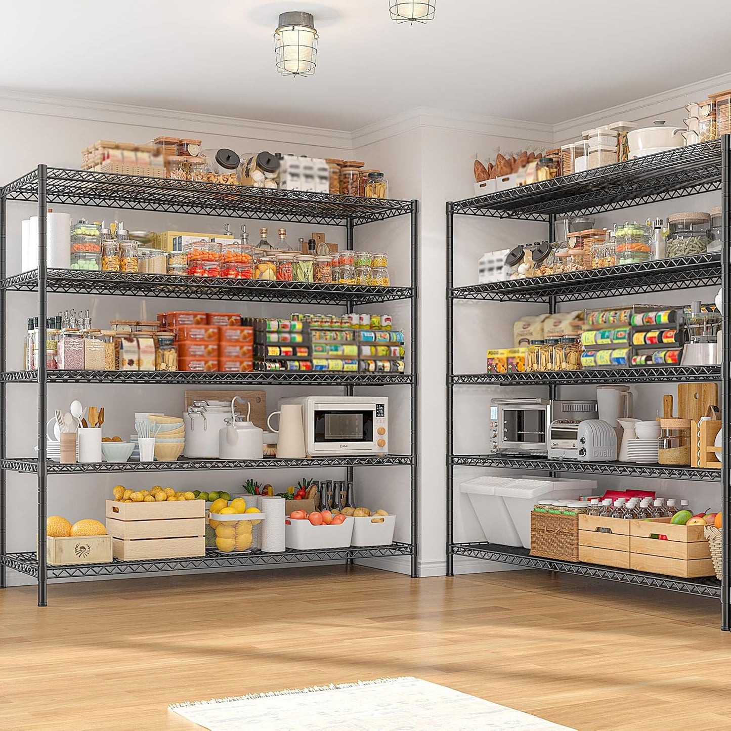 Reibii 3200LBS Heavy Duty Garage Shelving - 5 Tier Adjustable Metal Unit | 55.5" W x 18" D x 71" H