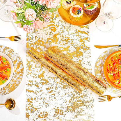 Gold 112-Piece Table Runner Set with Placemats for Wedding Reception
