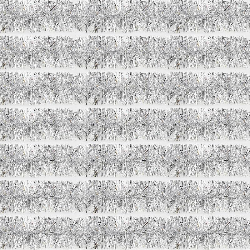 Ohiyoo 200 ft Silver Tinsel Garland Wall Hanging Streamers for Christmas Party Decoration - 8 x 24.6 ft