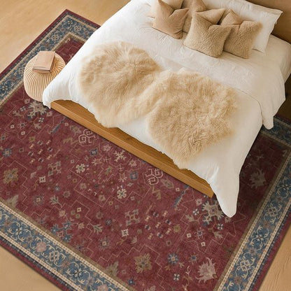Hazo Haus Moroccan Area Rug - Dark Red 10x12 Washable Lightweight Rug for Living Room & Dining Room