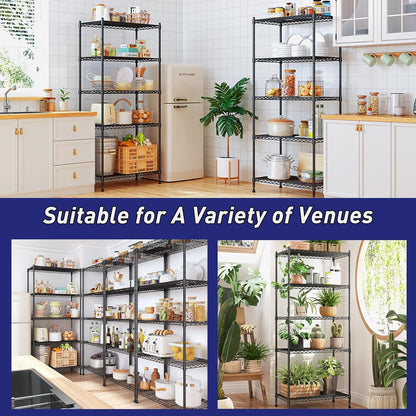 Romorgniz 5-Tier Adjustable Metal Shelving Unit - 1010LBS Capacity for Kitchen, Pantry & Closet | 59.4" H x 21.5" W x 13.6" D