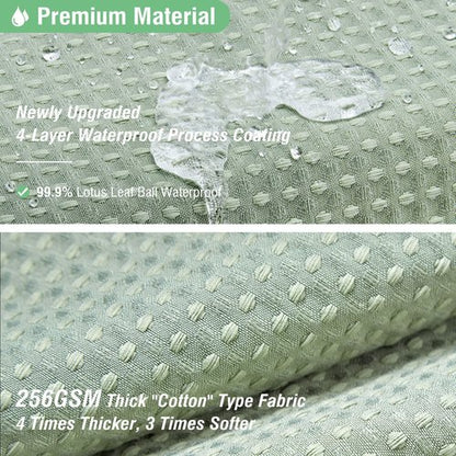 Dynamene Long Fabric Shower Curtain - 78 inch Waffle Weave Heavy Duty Cloth Shower Curtains for Bathroom, Neutral Weighted Hotel Spa Luxury Bath Curtain Set with 12 Plastic Hooks,72x78, Sage Green