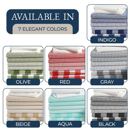 LANE LINEN Dish Towel and Dishcloth Set - 20 Pc Cotton Towels, Heat Resistant Kitchen Mitts and Pot Holders, Olive