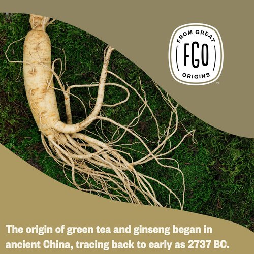 FGO Organic Honey Ginseng Green Tea, 20 Count, Eco-Conscious Tea Bags, Resealable Bag, Packaging May Vary (Pack of 1)