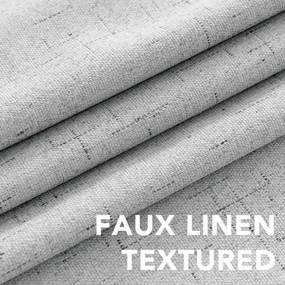H.VERSAILTEX Linen Blackout Curtains Durable Thick Textured Linen Look 100% Blackout Patio Door Curtain Anti Rust Grommet Extra Wide Sliding Door Curtain Panel, Glacier Gray, W100 x L84 inch