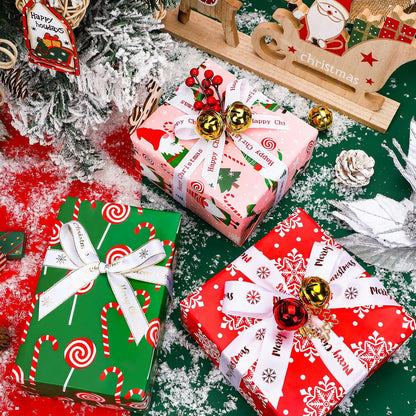 Wrapaholic Christmas Wrapping Paper Roll - Jumbo 30 Inch Gnome Elf Holiday Design | 4 Rolls, 120 Inch Each