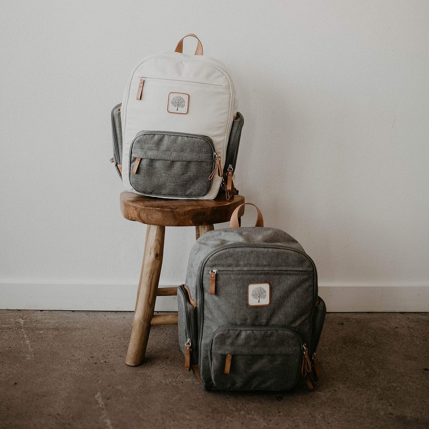 Parker Baby Diaper Backpack - Full Zip Design with Insulated Pockets - Stylish Gray Color