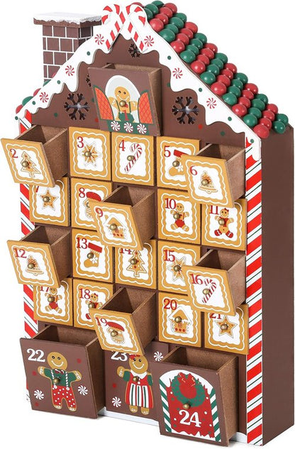 BRUBAKER Reusable Wooden Advent Calendar - Gingerbread House with LED Lighting | DIY Christmas Decor 10.31 x 17.72 x 2.17 Inches