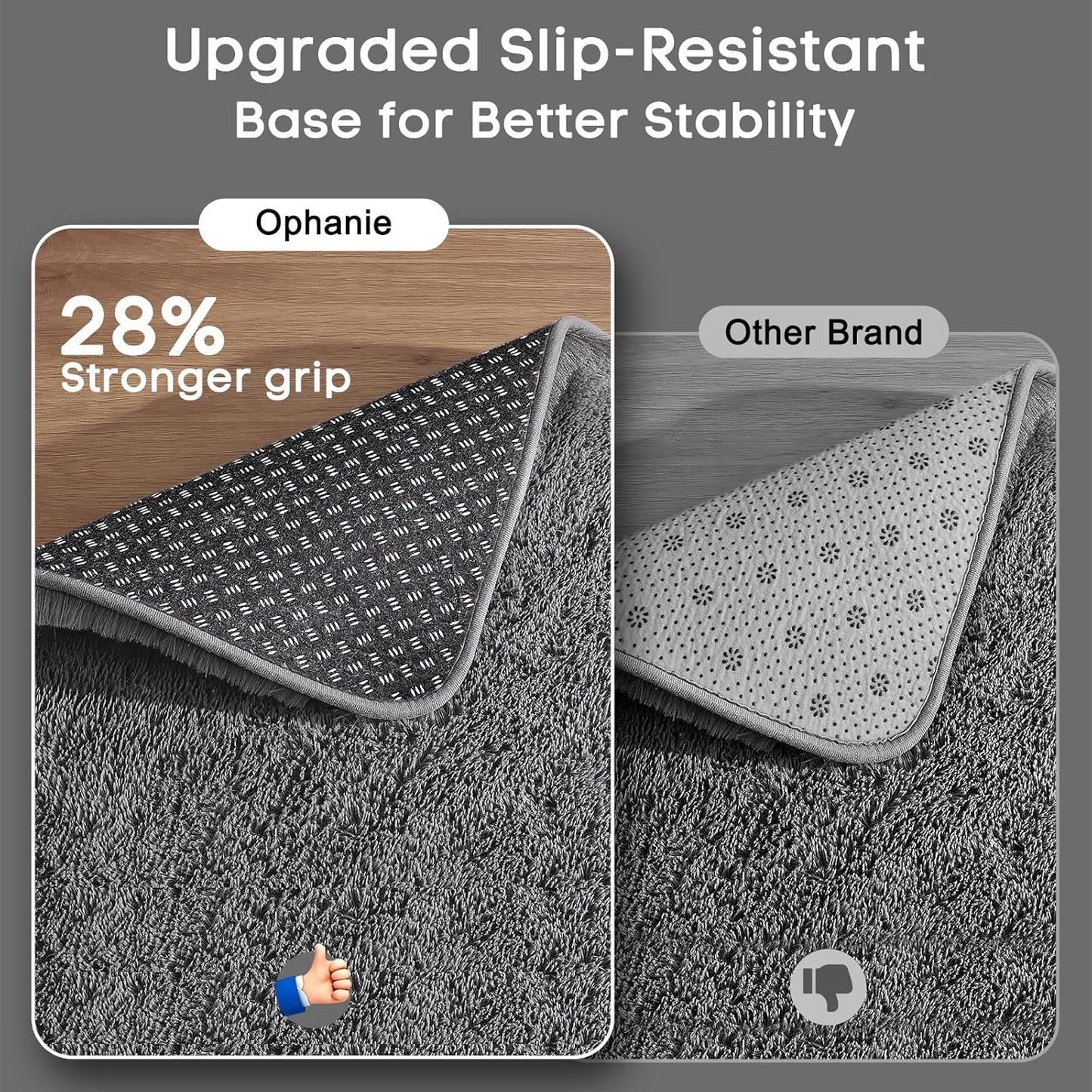 Ophanie Area Rugs - Soft Non-Slip Fluffy Shag Carpet for Living Room & Nursery - Large Grey 7x10 Size