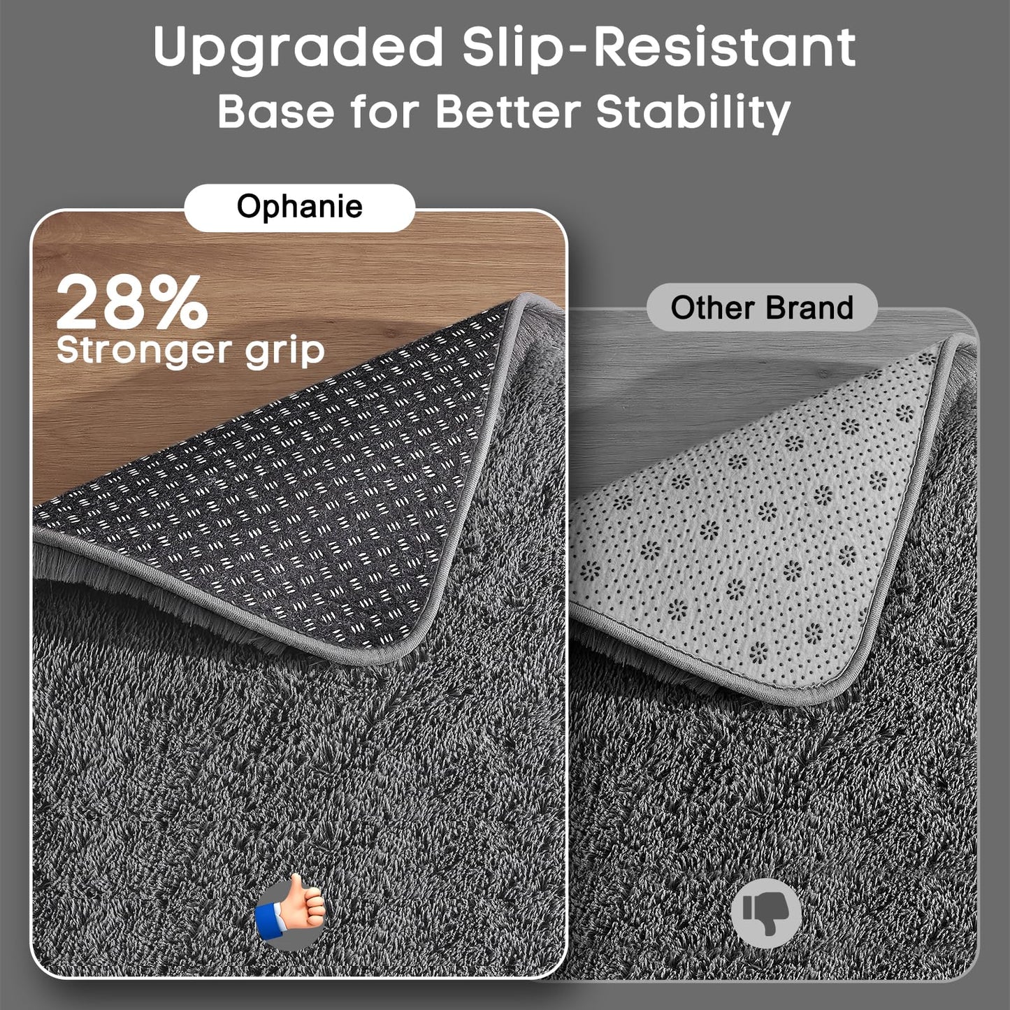 Ophanie Rugs for Living Room, Upgrade Non-Slip Fluffy Soft 5x8 Area Rug, Shag Large Fuzzy Plush Carpets for Bedroom Grey, Shaggy Gray Kids Boys Girls Dorm Nursery Home Decor Aesthetic