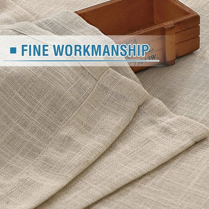 H.VERSAILTEX Linen Blended Curtains - 63 Inch Light Filtering Natural Textured Rod Pocket Panels | 2 Set for Living Room & Bedroom