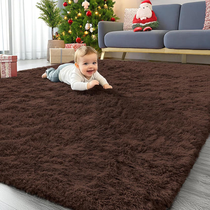OLANLY Area Rugs - Soft, Fluffy Shaggy Indoor Carpet for Living Room & Bedroom | Machine Washable, 6x7 ft