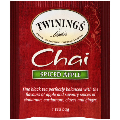 Twinings Chai Tea Bag Variety, 8 of each: Chai, Decaffeinated Chai, Ultra Spice, Spiced Apple, French Vanilla (Pack of 40) with By The Cup Honey Sticks