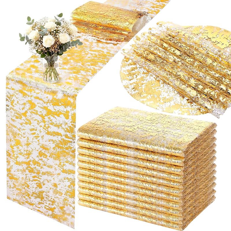 Gold 112-Piece Table Runner Set with Placemats for Wedding Reception
