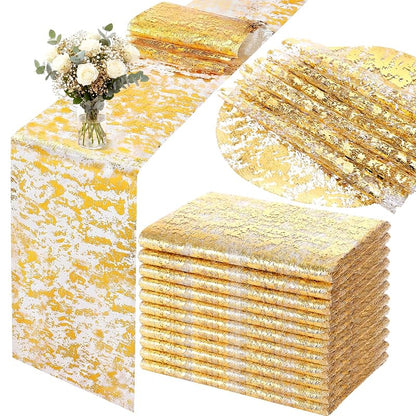 Gold 112-Piece Table Runner Set with Placemats for Wedding Reception