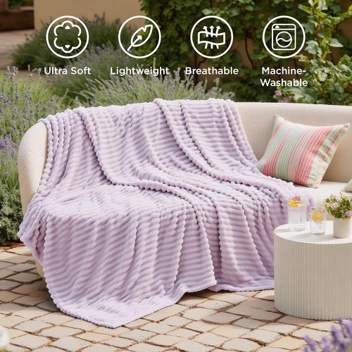 Bedsure GentleSoft Fleece Blanket - Cozy Lavender Fog Throw for Couch, 60x80 Inches