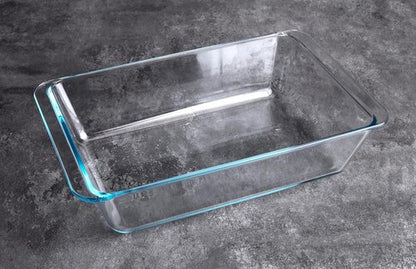Deep Clear Glass Baking Dish - Rectangular Tempered Glass Casserole Pan | 5.4 Liter Capacity