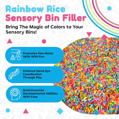 Rainbow Rice | Non-Toxic Sensory Bin Filler for Educational Play - 2 LB (4 Cups)