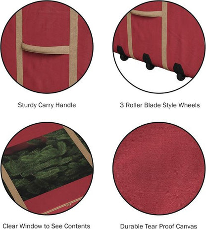 Elf Stor Rolling Christmas Tree Storage Bag - Heavy-Duty for 12FT Artificial Trees | Red Seasonal Décor Solution