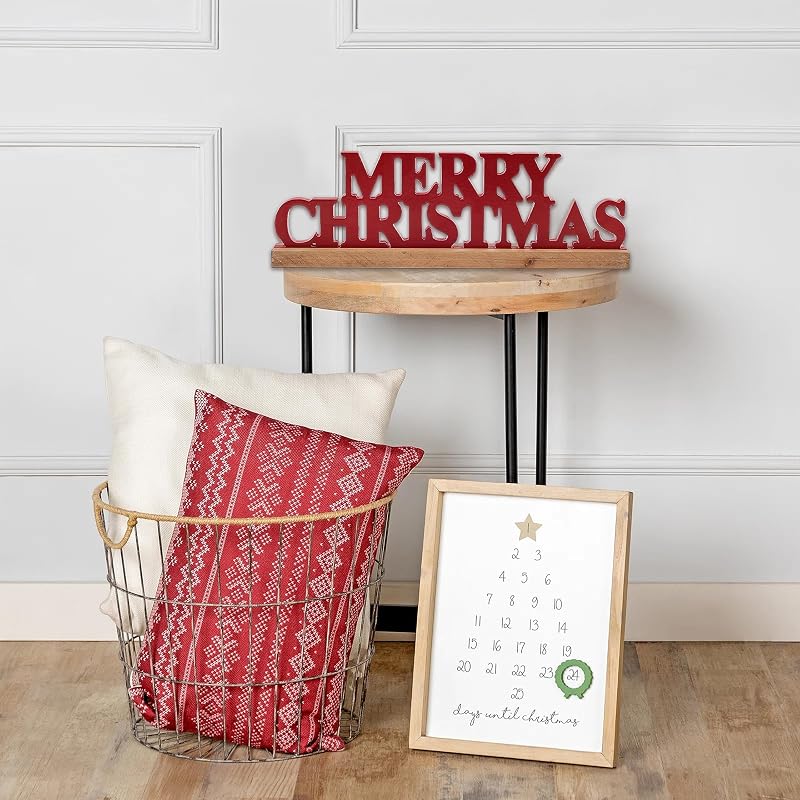 Rustic 16 Inch Merry Christmas Sign - Handmade Wooden Home Decor