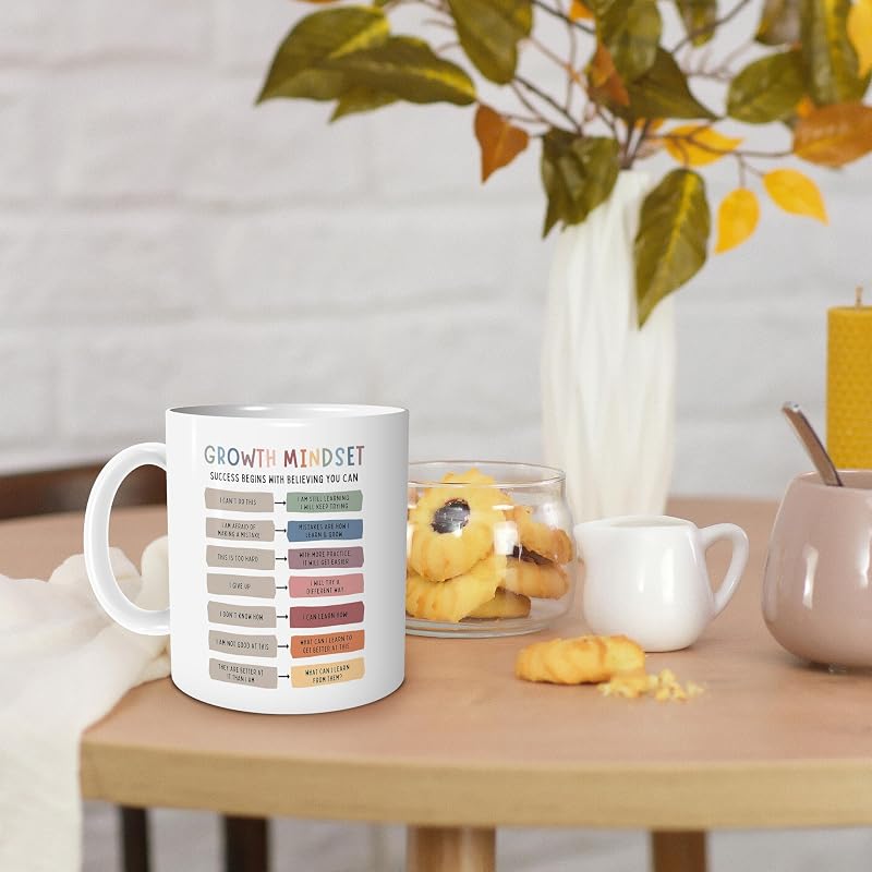 Motivation Coffee Mug - Growth Mindset Gift Ceramic 11oz, F-white-mug