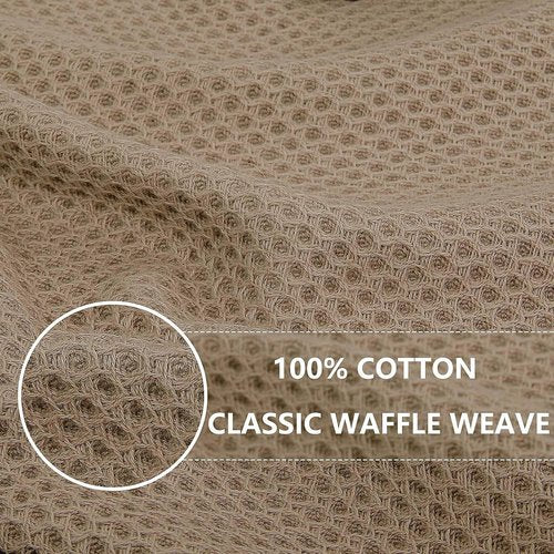 Homaxy Kitchen Dish Towels - Ultra Soft 100% Cotton Waffle Weave, Quick Drying, 4-Pack, Tan, 13 x 28 Inches