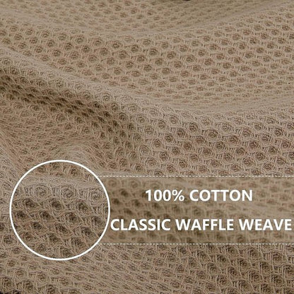 Homaxy Kitchen Dish Towels - Ultra Soft 100% Cotton Waffle Weave, Quick Drying, 4-Pack, Tan, 13 x 28 Inches