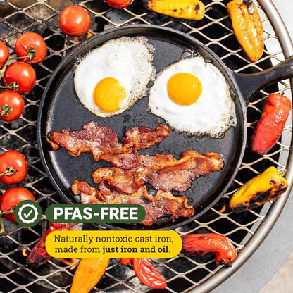 Lodge Round Cast Iron Griddle - Pre-Seasoned, Non-Toxic Cookware - 10.5 Inch Versatile Pan for Stovetop, Oven & Grill