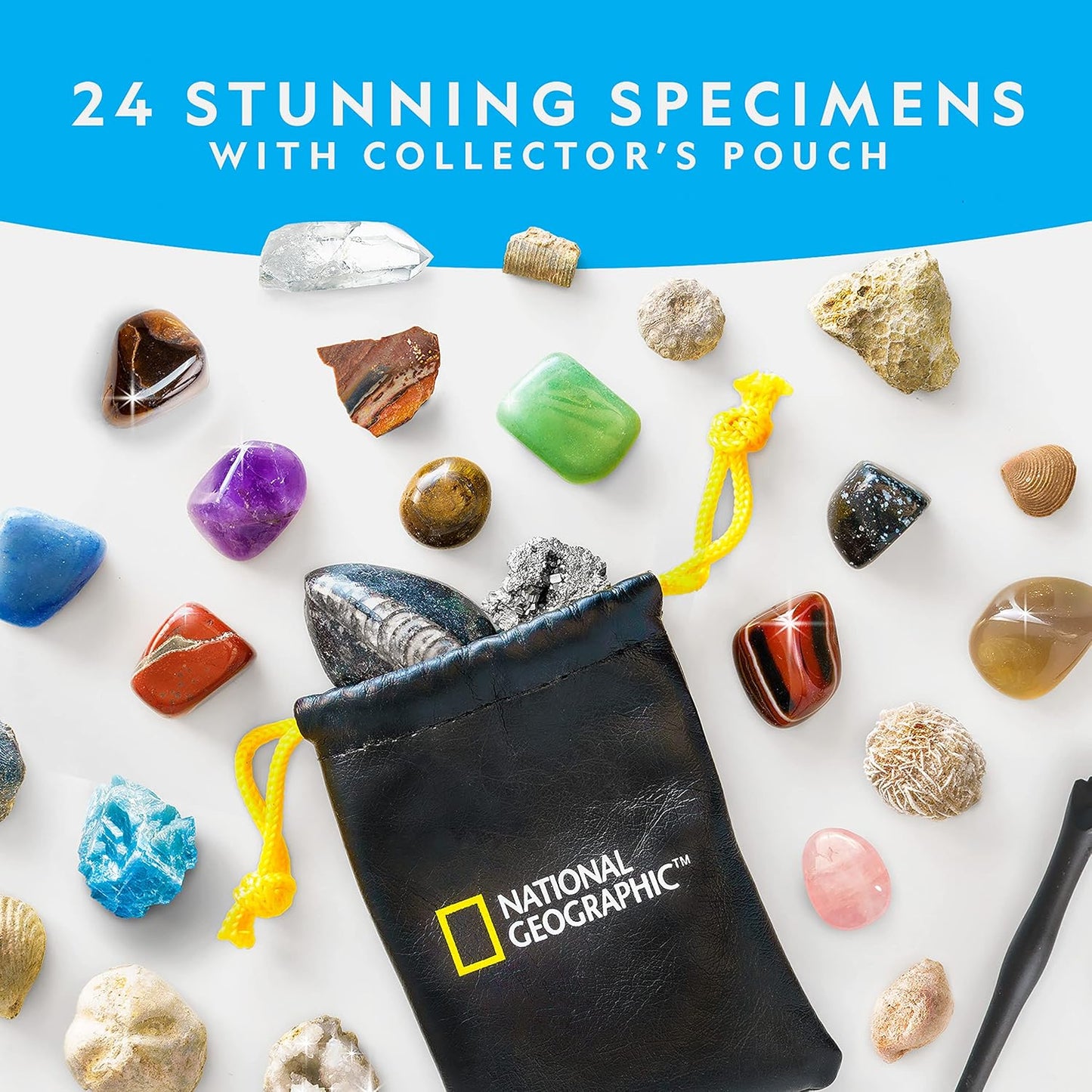 National Geographic 2026 Rock Collection Advent Calendar - 24 Gemstones, Minerals & Fossils for Kids