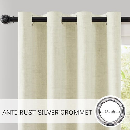 ChrisDowa 100% Blackout Curtains - 84 Inch Linen Drapes for Total Privacy | Beige, 2 Panels (52" W x 84" L)