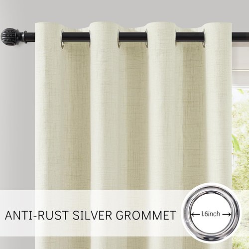 ChrisDowa 100% Blackout Curtains - 63 Inch Linen Drapes for Total Privacy | Beige, 2 Panels (52" W x 63" L)