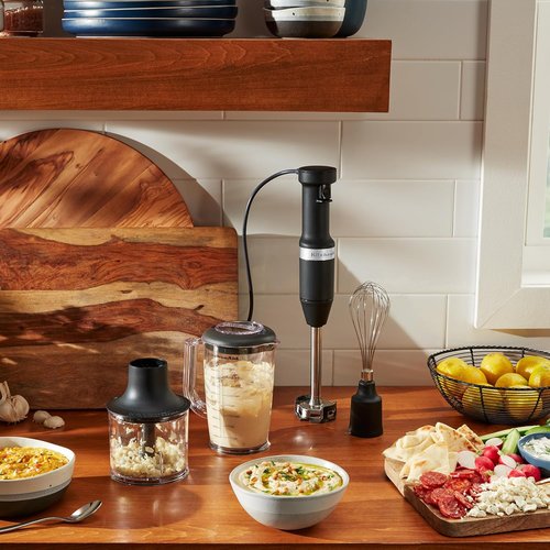 KitchenAid Hand Blender - Variable Speed with Accessories | Black Matte Finish, KHBV83BM