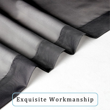 OWENIE Black Sheer Curtains, 45" Long Light Filtering Tiers for Kitchen, Basement, Bedroom - 2 Panels, Cafe Curtains for Small Windows, 42" W x 45" L