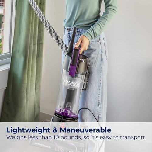 Bissell CleanView Compact Turbo Vacuum - Full-Size Power, Quick Release Wand | Ideal for Apartments & Dorms