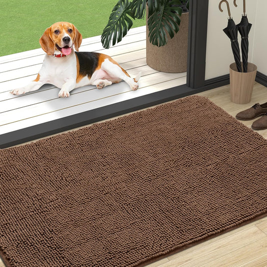 OLANLY Dog Door Mat - Absorbent Non-Slip Washable Doormat for Muddy Paws | 47x32 Mocha Color