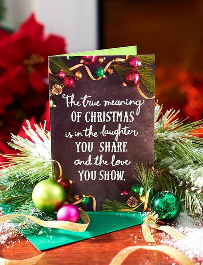 American Greetings Christmas Card - Festive Ornaments & Pine Branches | Perfect Holiday Greeting for Friends
