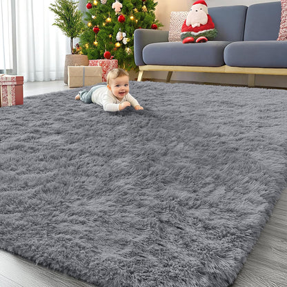 OLANLY Large Area Rug - Soft Fluffy Shaggy Indoor Carpet for Living Room & Bedroom | Light Grey 10x14