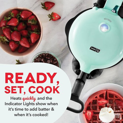 Dash Flip Belgian Waffle Maker - Nonstick Rotating Design with Quick Heat-Up for Easy Breakfasts - Aqua