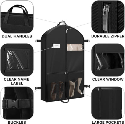 Simple Houseware 43" Travel Garment Bag - Heavy Duty 300D Polyester with Pockets for Suits & Dresses