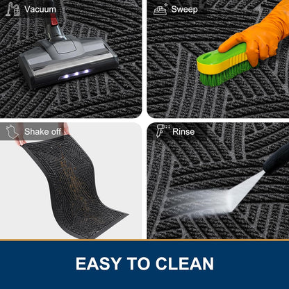 Smiry Heavy-Duty Natural Rubber Doormat - Traps Dirt & Moisture | Easy-Clean Low Profile 35x23, Black