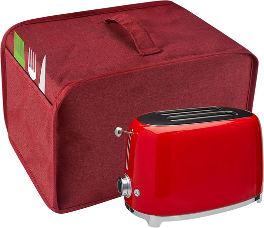 Red Toaster Cover - Dust & Fingerprint Protection with 2 Pockets | Machine Washable for 2 Slice Toasters