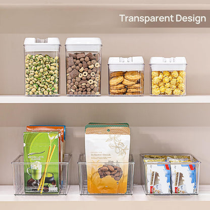 Vtopmart Food Storage Organizer Bins - 8 Pack Clear Plastic for Pantry, Kitchen & Fridge | 4 Compartment Design