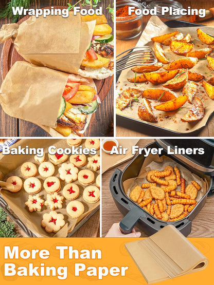 SMARTAKE Parchment Paper Baking Sheets - 200 Pcs Non-Stick Precut, 10x15 Inches for Baking & Grilling