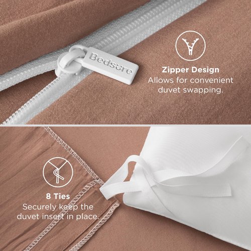 Bedsure Mocha Mousse Duvet Cover Queen Size - 3 Pieces Prewashed Extra Soft Bedding Set, Includes 1 Duvet Cover 90x90 Inches with Zipper Closure & 2 Pillow Shams, Comforter Not Included