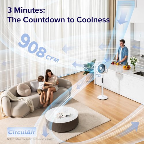 Levoit Standing Fan - Quiet 20dB Oscillating Pedestal & Tabletop Fan | 9 Speeds, Remote Control, 82ft Airflow