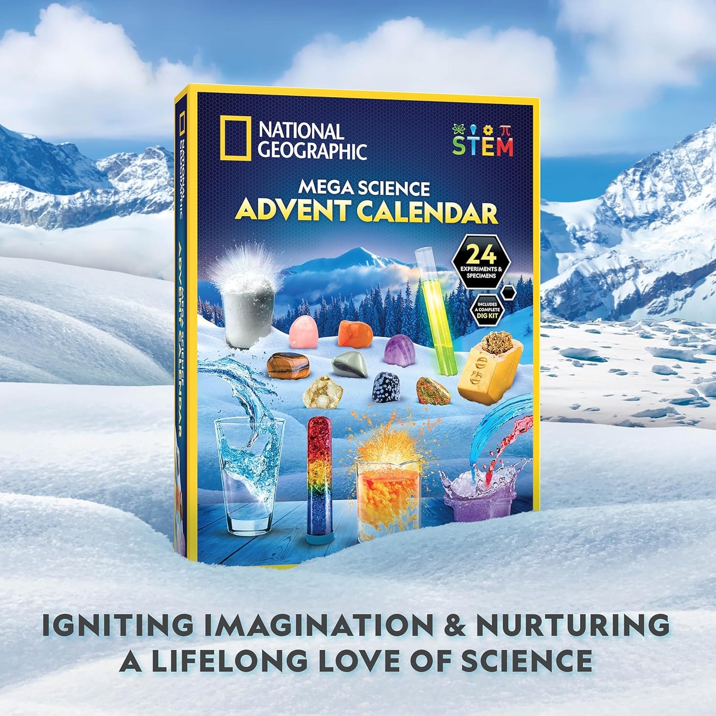 National Geographic Science Kit & Rock Collection Advent Calendar - 24 Days of STEM Experiments for Kids Ages 8-12