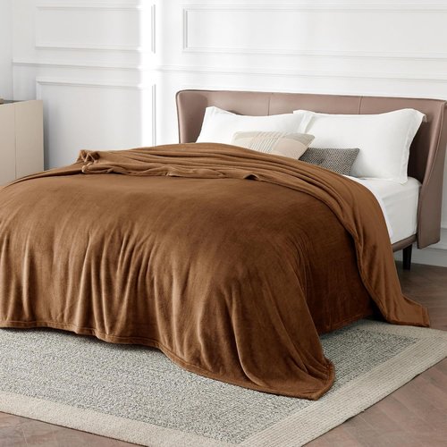 Bedsure GentleSoft Fleece Bed Blanket - Soft, Lightweight, Plush Comfort in Full Size Orange | 84x90 Inches