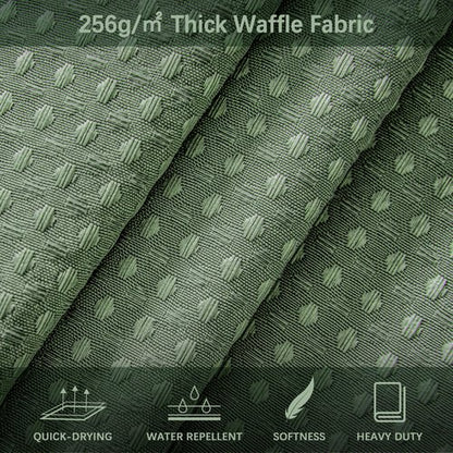 PANGSINNE Sage Green Shower Curtain - Waffle Weave Fabric Heavy Duty for Bathroom, Water Repellent Weighted 256GSM Hotel Quality Machine Washable Bath Curtains with 12 Hooks, 72Wx72H