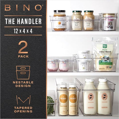 BINO Plastic Storage Bins - Shallow Multipurpose Organizer | Clear Kitchen Pantry & Freezer Containers